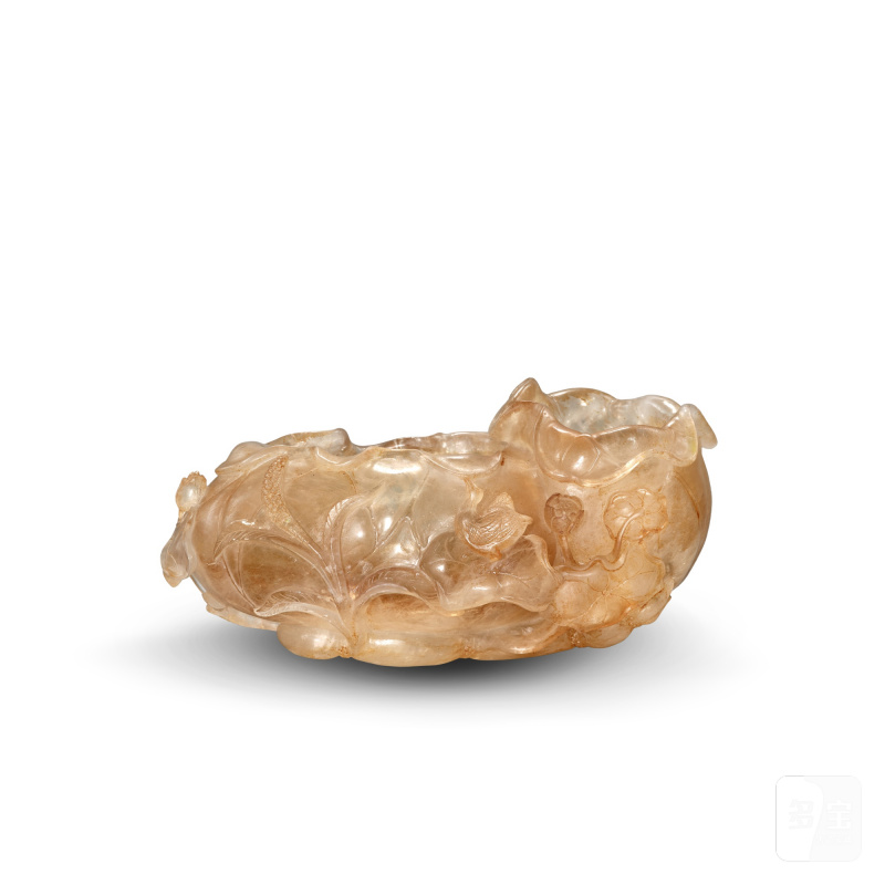 A rock crystal 'lotus' washer, 20th century | 二十世紀 水晶雕荷塘形洗 - 图2